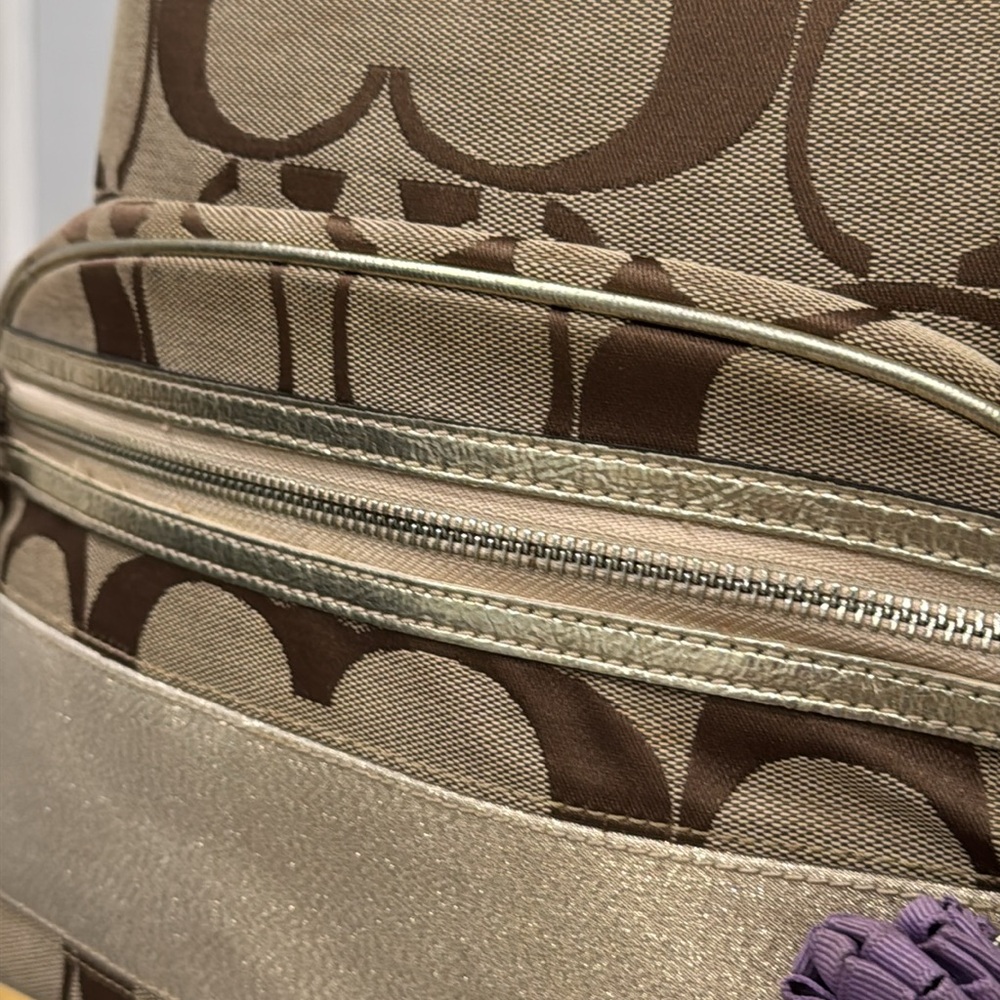 Coach Bag Vintage Signature Logo Brown and Tan Monogram Backpack - Picture 6 of 16